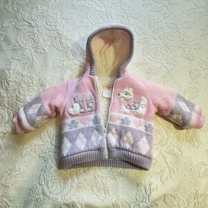 Toddler‎ Coat Fleece Serpa Lined Girls Sz 18 Mo VTG Y2K Outbrook Kids Puppy Pink